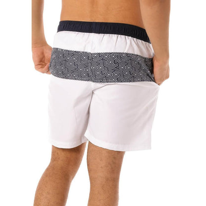 Scipo Mens Shorts White With Black Design  Back View