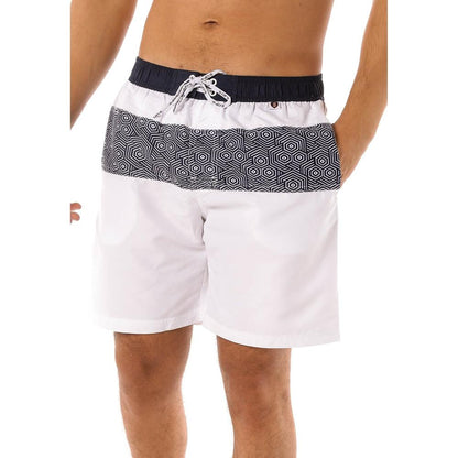 Scipo Mens Shorts White With Black Design Front View