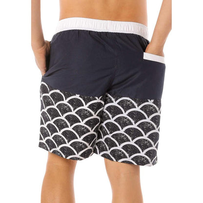 Scipo Mens Shorts Black With White Design Back View