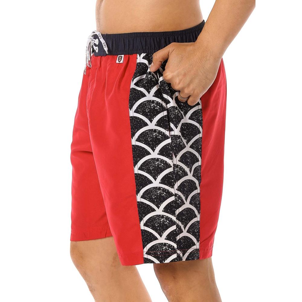 Scipo Mens Shorts Red With Black and White Design Left Side View