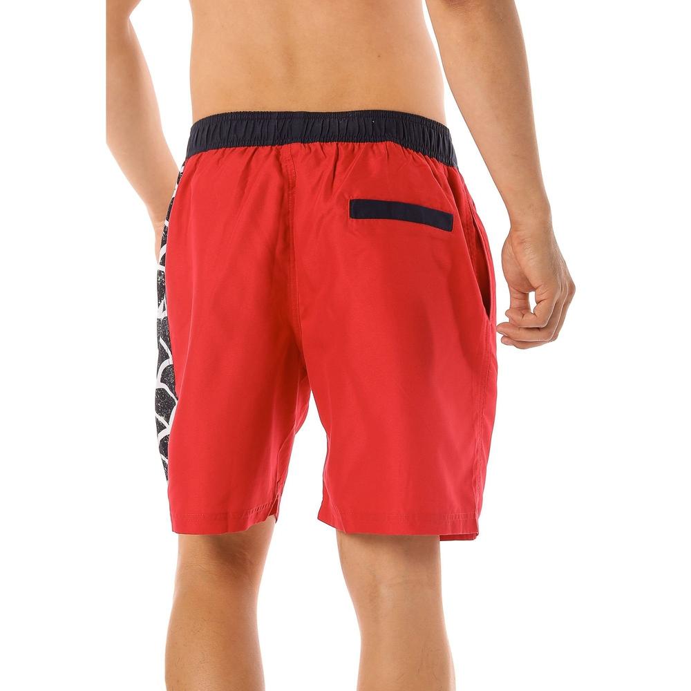 Scipo Mens Shorts Red With Black and White Design Back Side View