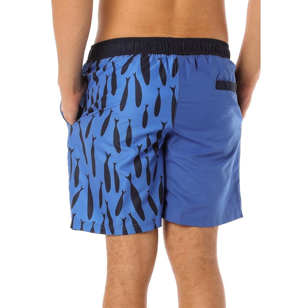 Scipo Mens Shorts Blue With Black Design Back Side View