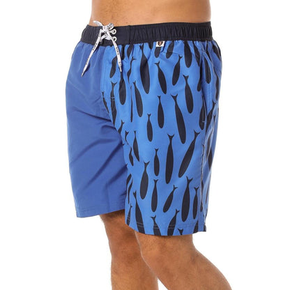 Scipo Mens Shorts Blue With Black Design lLeft Side View