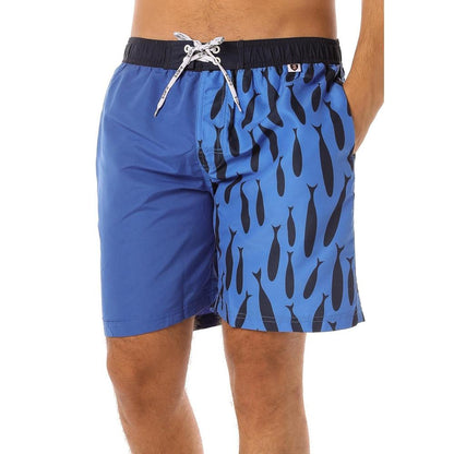 Scipo Mens Shorts Blue With Black Design Front View