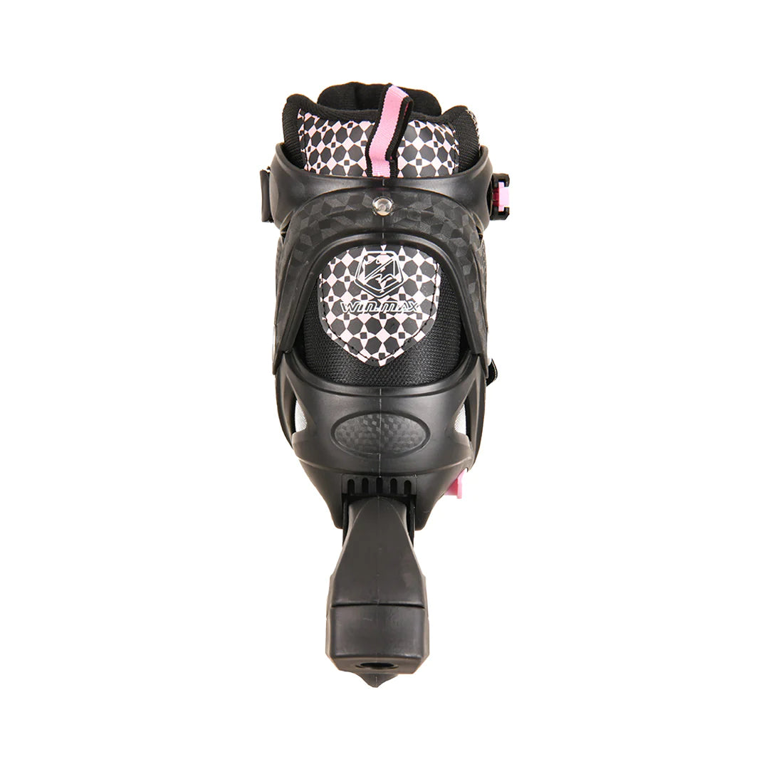 Winmax Quad Skate Black and Light Pink Back Side View