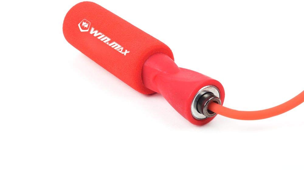 Winmax Weighted Rubber Jump Rope Red Handle Top Side View