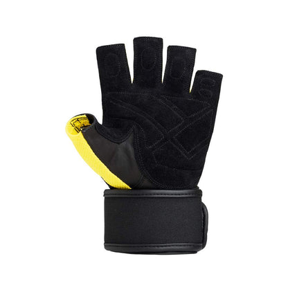 Sting Training Glove Leather Black Yellow Back Side