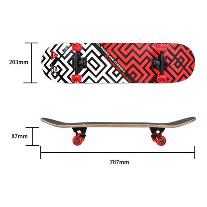 Winmax Skateboard Red White Black Design Back and Right Side View