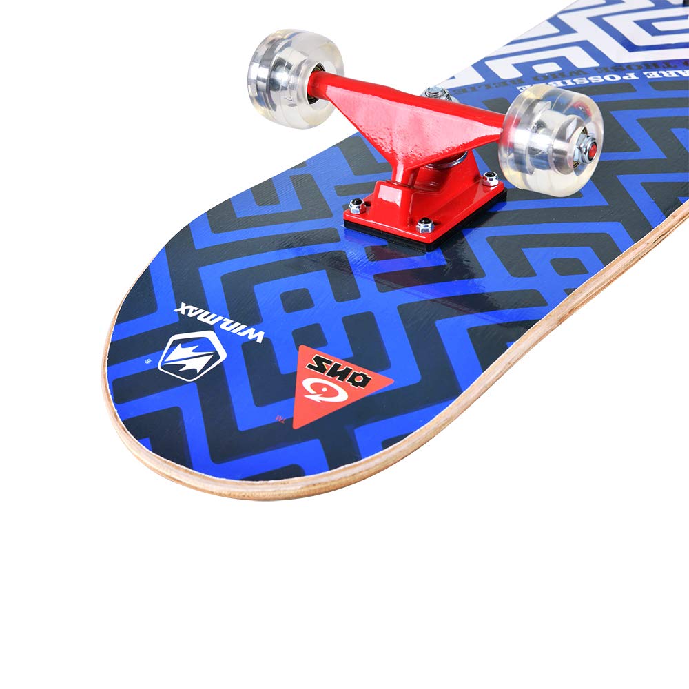 Winmax Skateboard Blue White Black Design Front Side Wheel View