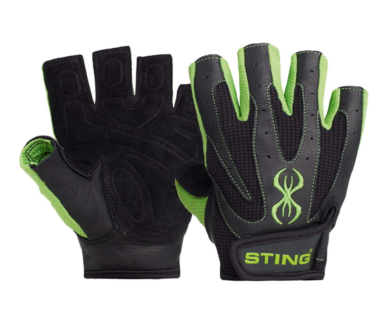 Sting Training Glove Black Green Front and Back View